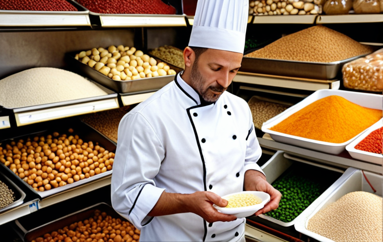 **A chef carefully selecting ingredients in a vibrant market, emphasizing the "choosing the right base model" concept of transfer learning.**